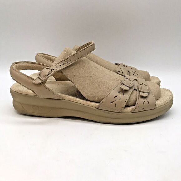 SAS Duo Quarter Strap Leather Sandal Women's 11WW Warm Stone Tripad Comfort Shoe - Picture 1 of 12